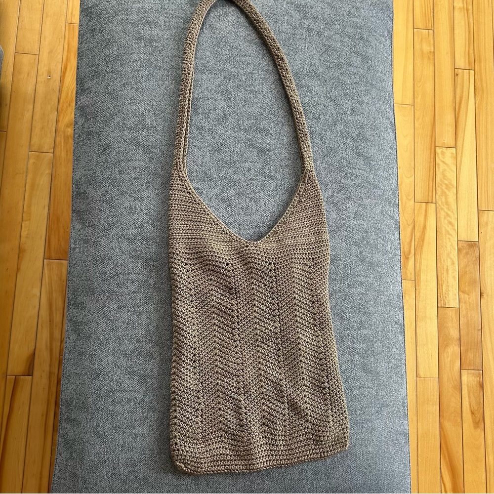Slouchy Crocheted Taupe Tan bag